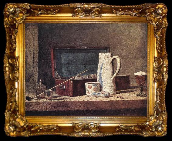 framed  jean-Baptiste-Simeon Chardin Still-Life with Pipe an Jug, ta009-2
